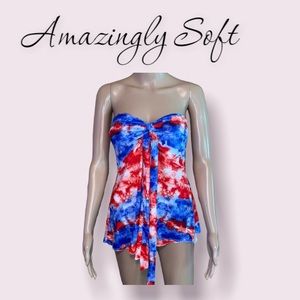 EUC No Boundaries Super Soft Patriotic Colors Padded Bra Top XL